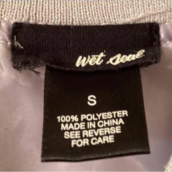 Vintage Wet Seal Satin Flight Bomber Jacket Gray Size: Small - Picture 5 of 7